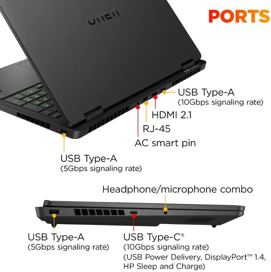 لپ تاپ HP OMEN 16 با پردازنده AMD Ryzen 9 8940HX، رم 32GB DDR5، حافظه داخلی 1TB SSD، گرافیک NVIDIA GeForce RTX 5060 8GB، نمایشگر 16-inch 2K 240Hz - تصویر 5